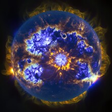 Captivating Satellite Photography Of A Majestic Blue Sun Illuminating The Vast Expanse Of Space