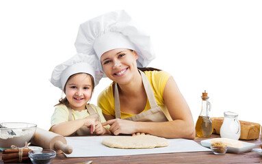 Canvas Print - Mother and daughter cookings