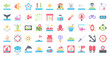 © Michael - Sea Life Flat Icons Fish Octopus Icon Set in Color Style 50 Vector Icons