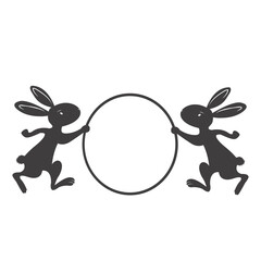 two rabbit couple icon, white background, vector illustration