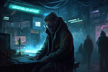 Wall Mural - Cyberpunk Style Game Art Wallpaper Background