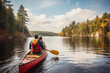 © thejokercze - Canoeing on lake created with AI