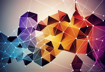 Wall Mural - abstract polygonal vector background with connecting dots and lines. generative ai