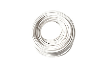 Roll of white electric cable wire isolated