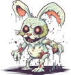 scary cute rabbit zombie mascot illustration vector