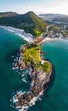 Fototapeta Krajobraz - Aerial view of the beach in Brazil. South of Brazil, Santa Catarina, Florianopolis