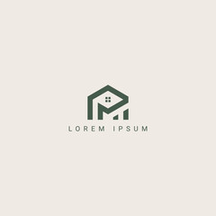 Poster - Modern creative M Letter Real Estate House Logo Design Concept.