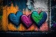 hearts as graffiti love symbol, generative ai