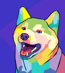 Canvas Print - cute shiba inu face pop art style