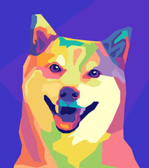 Wall Mural - cute shiba inu face pop art style