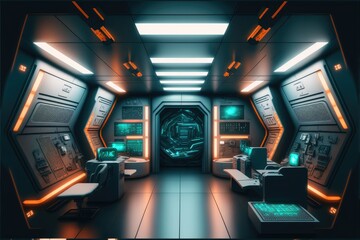 Wall Mural - abstract in futuristic interior architecture of spaceship with power generative technology. concept 