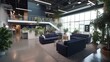 The Facebook headquarters office is a dynamic and exciting workplace, with a sleek and modern design. Generated by AI.