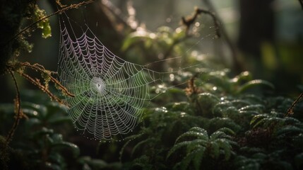 spider web with dew drops