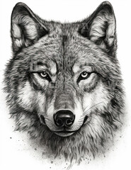 Wall Mural - Wolf Face Illustration, Sketch, Majestic, Graphical Resource, Logo, T Shirt, Graphic Design. Generative AI