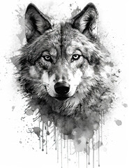 Wall Mural - Wolf Face Illustration, Sketch, Majestic, Graphical Resource, Logo, T Shirt, Graphic Design. Generative AI