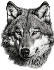 Wall Mural - Wolf Face Illustration, Sketch, Majestic, Graphical Resource, Logo, T Shirt, Graphic Design. Generative AI