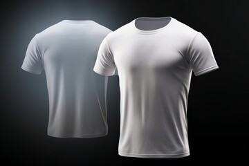 White blank t-shirt isolated on a black background. Generated AI.