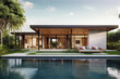© Trinette Reed - Beautiful luxury modern design architecture images of home with pool. Generative AI.