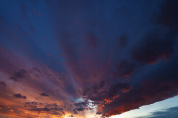 Poster - Colorful sky at sunset, wide angle view