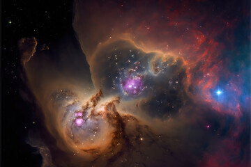 Wall Mural - glowing nebula with stars. fantasy galaxy generative ai background