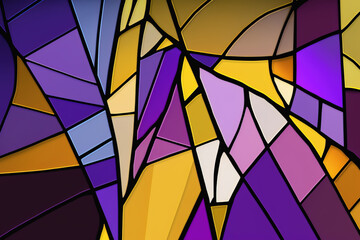 Wall Mural - Multicolored stained glass window with irregular random block pattern. Generative illustration