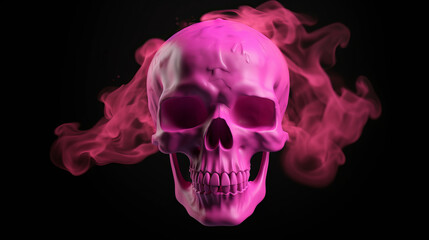 Wall Mural - Pink skull with smoke around, generative ai