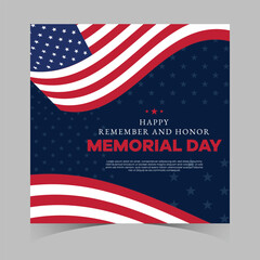 Wall Mural - memorial day web banner. happy memorial day holiday post. memorial day weekend banner. Memorial Day social media template design of USA national flag colors