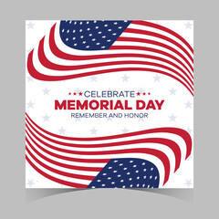 Wall Mural - memorial day web banner. happy memorial day holiday post. memorial day weekend banner. Memorial Day social media template design of USA national flag colors
