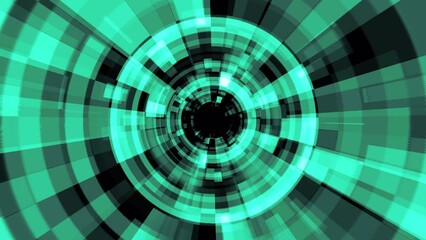 Wall Mural - cyberspace shiny green 4k background with spinning and flashing tunnel at 60fps.