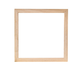 Wall Mural - Natural wood blank empty transparent picture frame isolated cutout on transparent