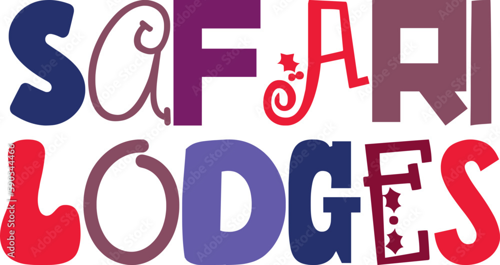 Lodge Lettering Safari Lodges Hand Lettering Illustration for Book Cover, Label, Social ...