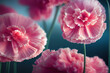 Ravishing macro closeup pink carnation flower with realistic detail, petal intricate together as beautiful decorative natural background created by Generative AI.