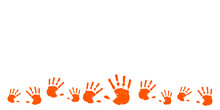 Orange Hand Print Background Design Border 