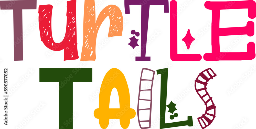Turtle Tails Hand Lettering Illustration for Logo, Gift Card ...