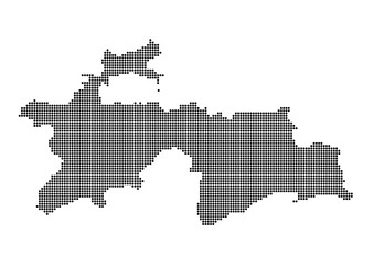 Wall Mural - An abstract representation of Tajikistan,Tajikistan map made using a mosaic of black dots. Illlustration suitable for digital editing and large size prints. 