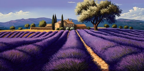 Wall Mural - Photographed in a lavender field near Banon, France Generative AI