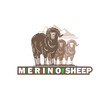MERINO SHEEP LOGO, silhouette of great merino greed standing vector illustrations
