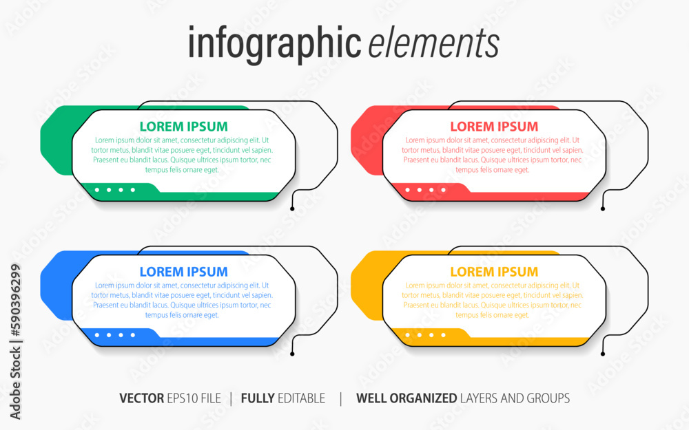 Modern infographic template with 4 steps. Business circle template with ...