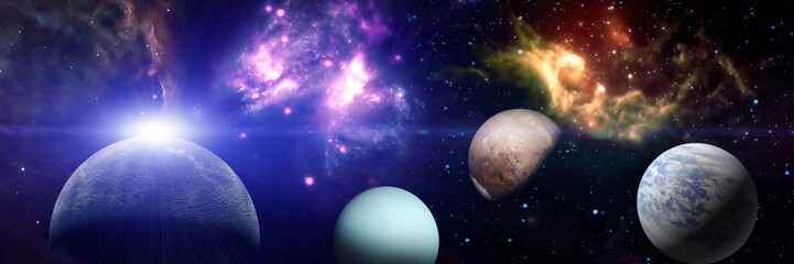 Wall Mural - planets, awesome science fiction wallpaper, cosmic landscape. elements of this image furnished by na