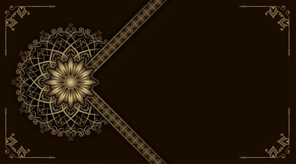 Sticker - brown background, with gold mandala decoration