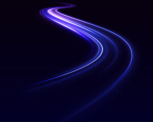 Wall Mural - cyberpunk light trails in motion or light slow shutter effect. neon color glowing lines background, 