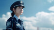 青空の中働く女性警察官・ポリス（Generative AI）

