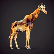 Giraffe Vector Low Poly Lines Only No Fill 