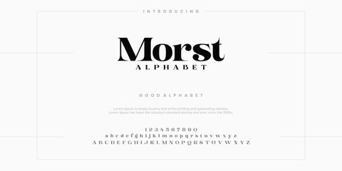 Abstract Fashion font alphabet. Minimal modern urban fonts for logo, brand etc. Typography typeface uppercase lowercase and number. vector illustration