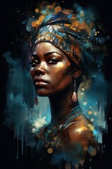 Wall Mural - Portrait of an African American woman. Generative AI