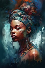 Wall Mural - Portrait of an African American woman. Generative AI