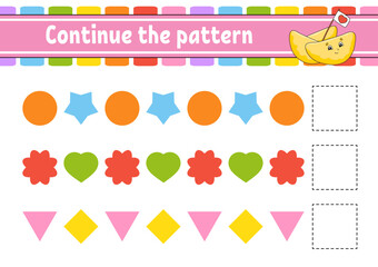 Wall Mural - Continue the pattern. Education developing worksheet. Game for kids. Activity page. Puzzle for children. Riddle for preschool. Cute cartoon style. Vector illustration.