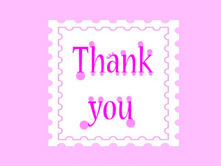 Wall Mural - Thank You Message Card with pink text on white and light pink background