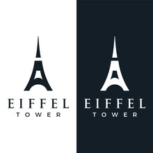 French Eiffel Tower Building And High Tower Logo Template Design.With Editable Vector Illustration.