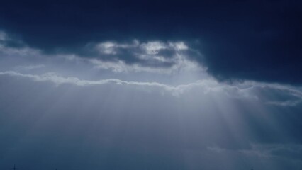 Wall Mural - Scenic view of fluffy clouds in the blue sky during daytime